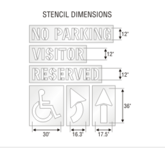 Metal stencil for parking lots and roads